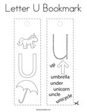 Letter U Bookmark Coloring Page