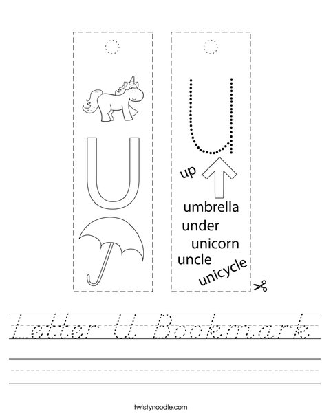 Letter U Bookmark Worksheet