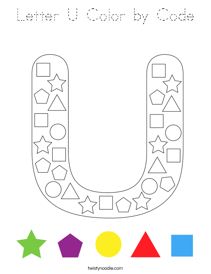 Letter U Color by Code Coloring Page