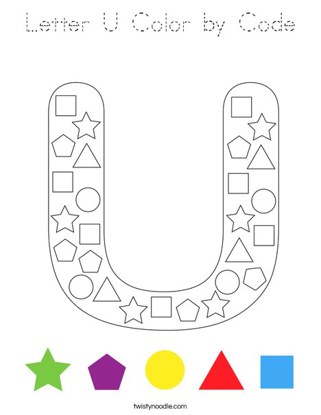 Letter U Color by Code Coloring Page