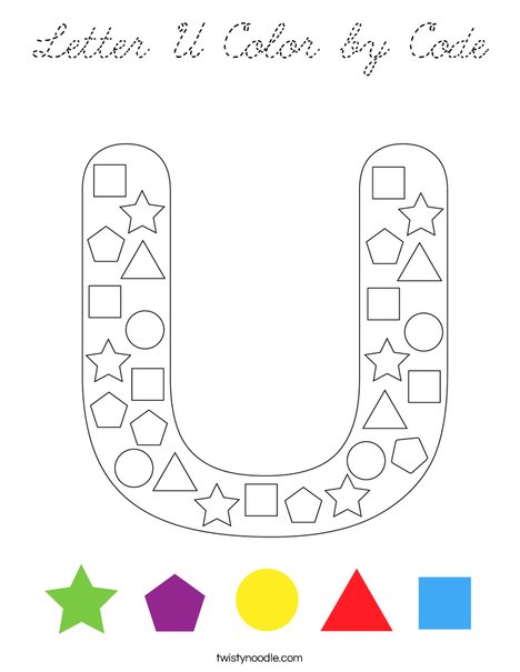 Letter U Color by Code Coloring Page