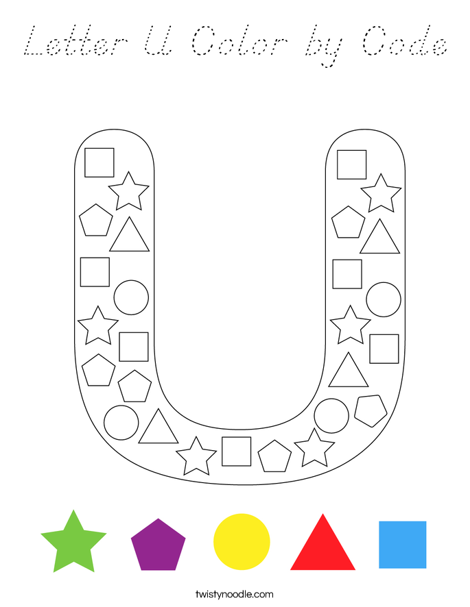 Letter U Color by Code Coloring Page