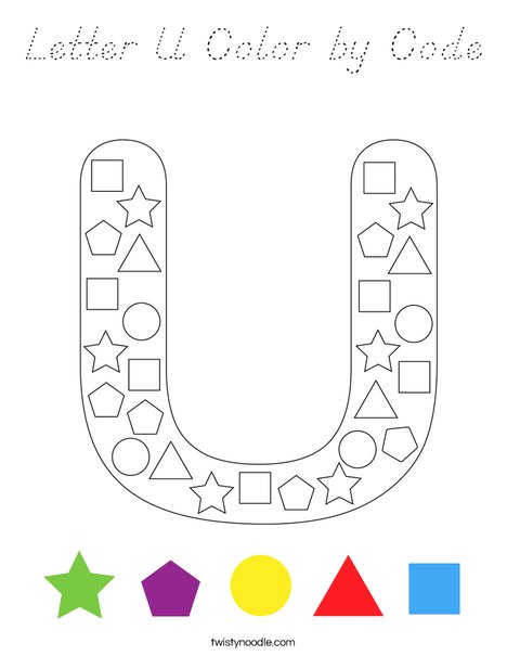 Letter U Color by Code Coloring Page