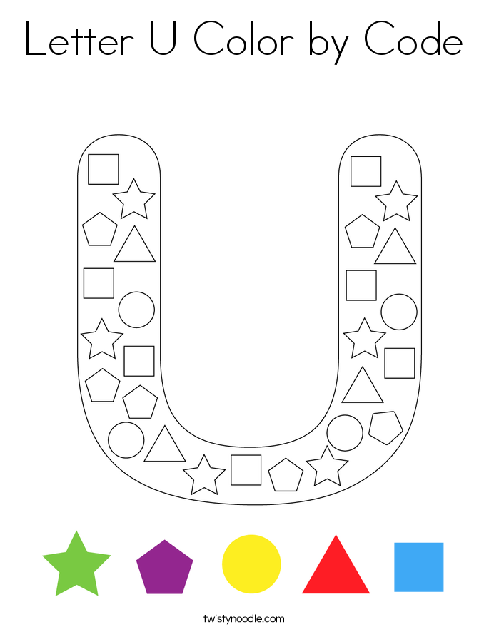 Letter U Color by Code Coloring Page