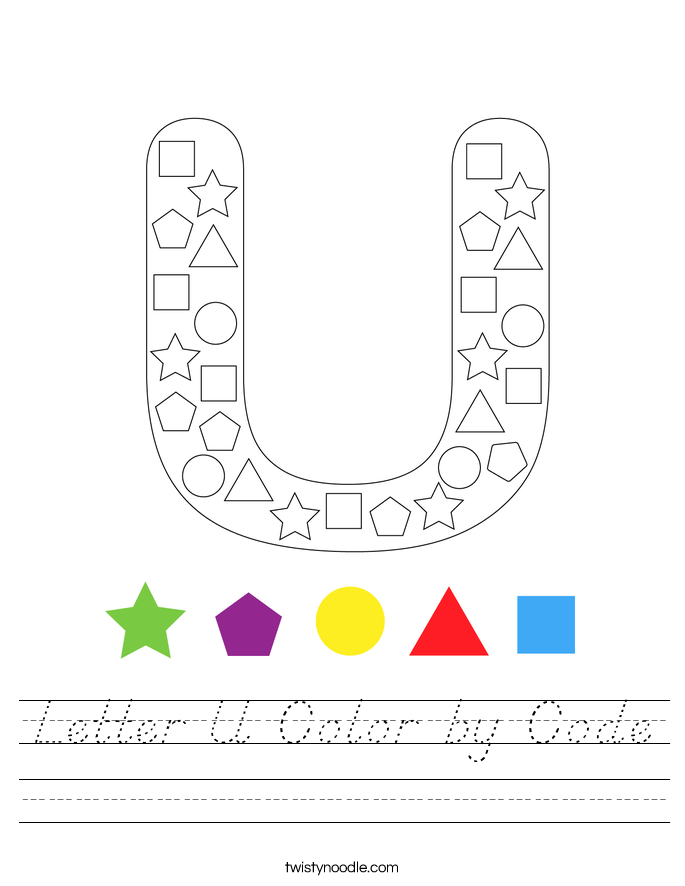 Letter U Color by Code Worksheet