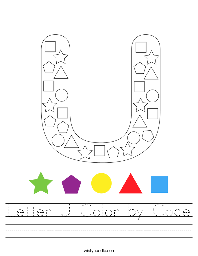 Letter U Color by Code Worksheet