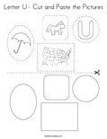 Letter U- Cut and Paste the Pictures Coloring Page