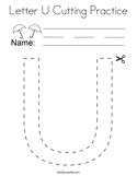 Letter U Cutting Practice Coloring Page