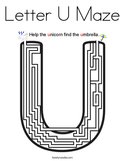 Letter U Maze Coloring Page
