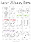 Letter U Memory Game Coloring Page