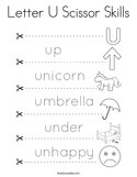Letter U Scissor Skills Coloring Page