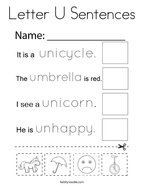 Letter U Sentences Coloring Page