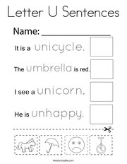 Letter U Sentences Coloring Page