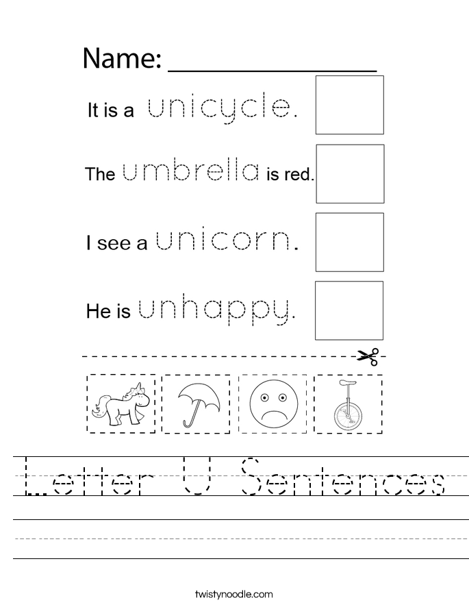 Letter U Sentences Worksheet