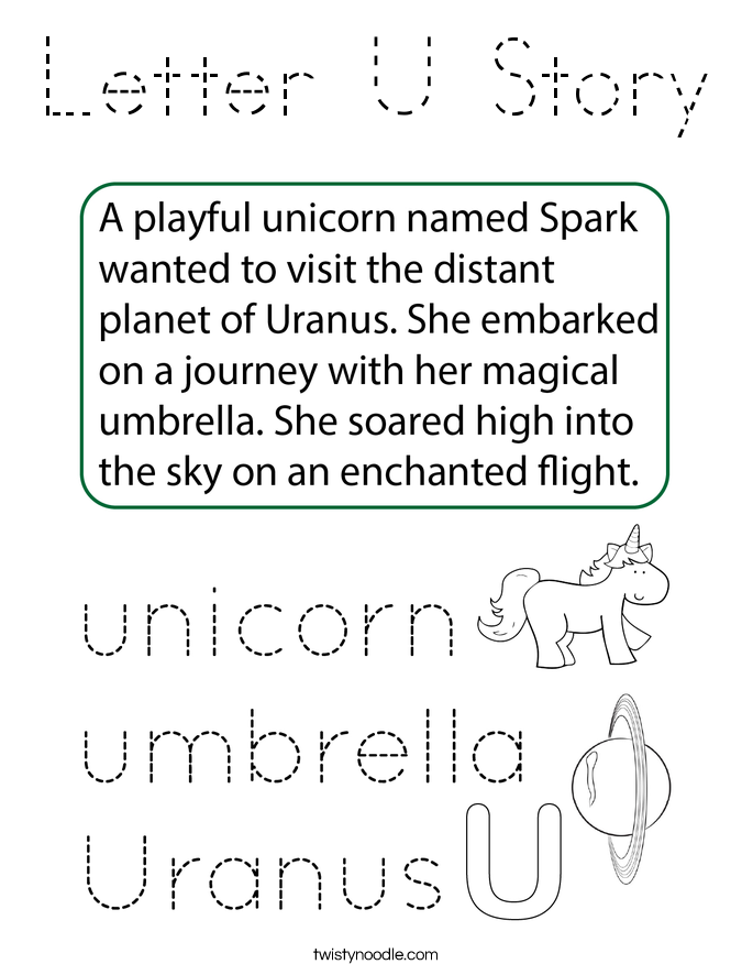 Letter U Story Coloring Page