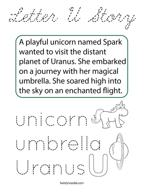 Letter U Story Coloring Page
