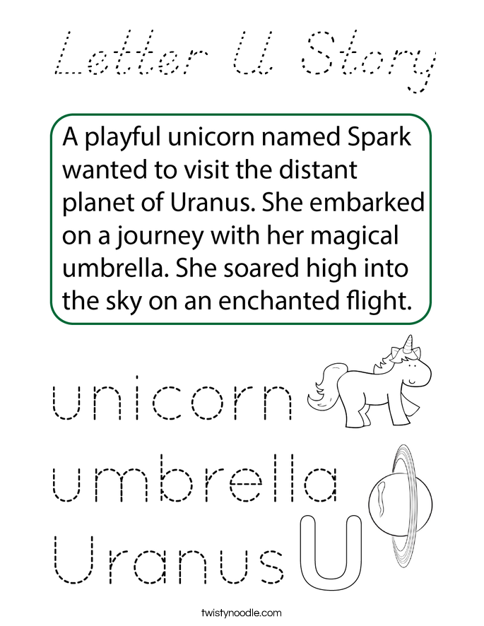 Letter U Story Coloring Page