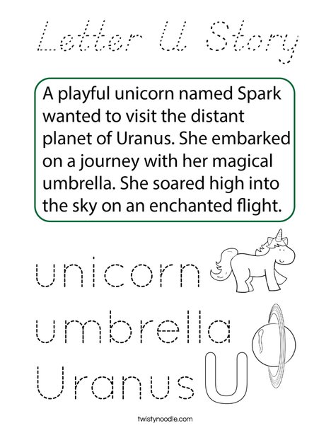 Letter U Story Coloring Page