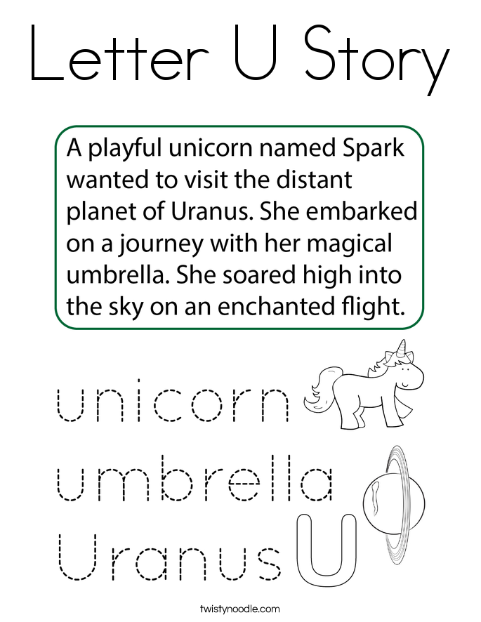 Letter U Story Coloring Page