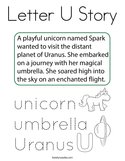 Letter U Story Coloring Page