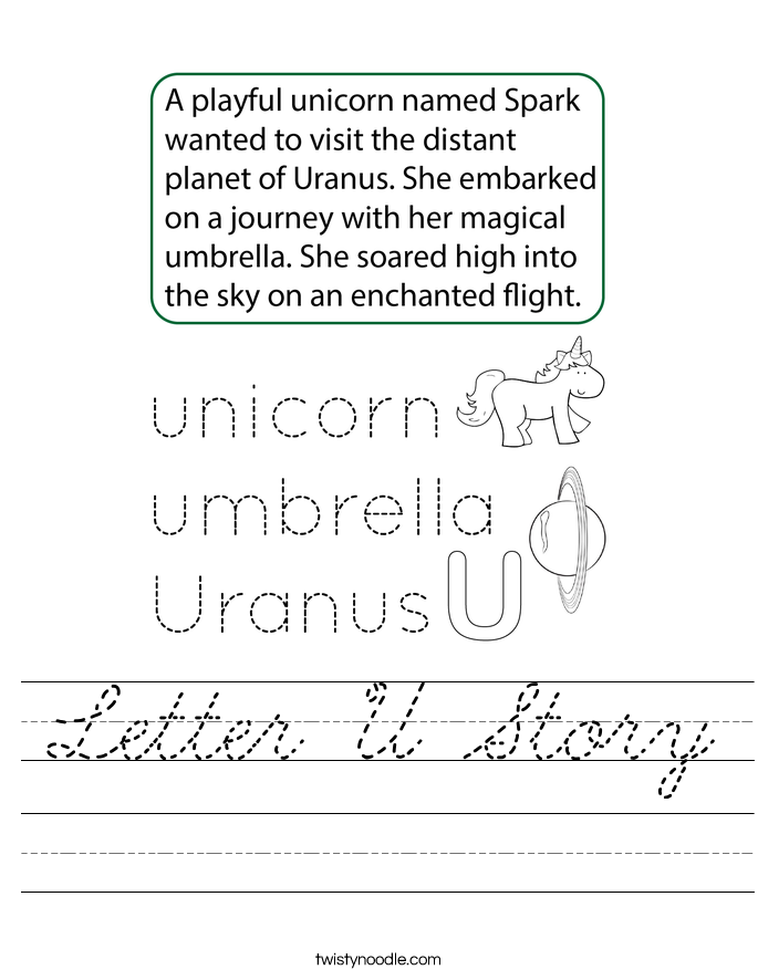 Letter U Story Worksheet