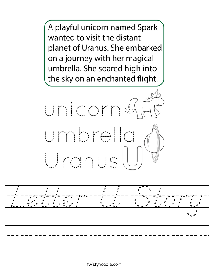 Letter U Story Worksheet