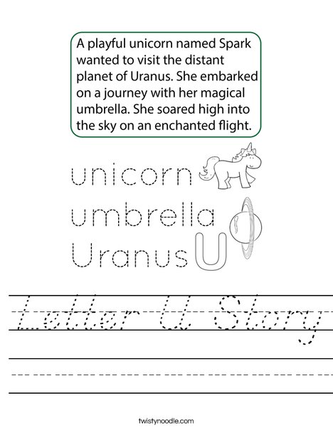 Letter U Story Worksheet