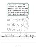 Letter U Story Worksheet