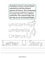 Letter U Story Handwriting Sheet