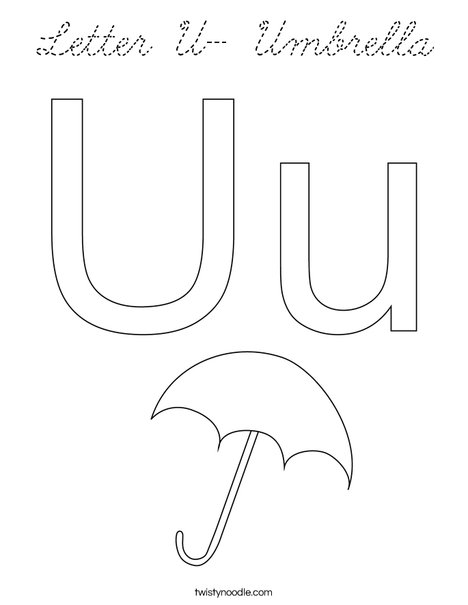 Letter U- Umbrella Coloring Page