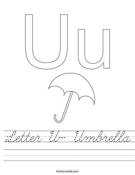 Letter U- Umbrella Worksheet