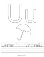 Letter U- Umbrella Handwriting Sheet