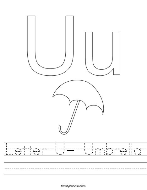 Letter U- Umbrella Worksheet