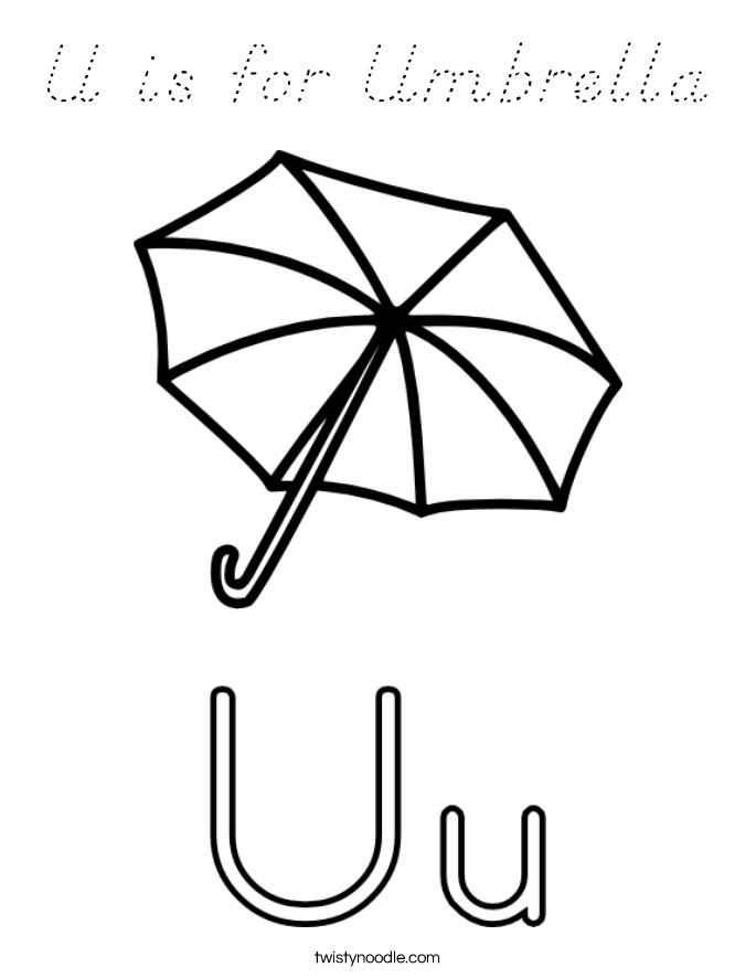 U is for Umbrella Coloring Page