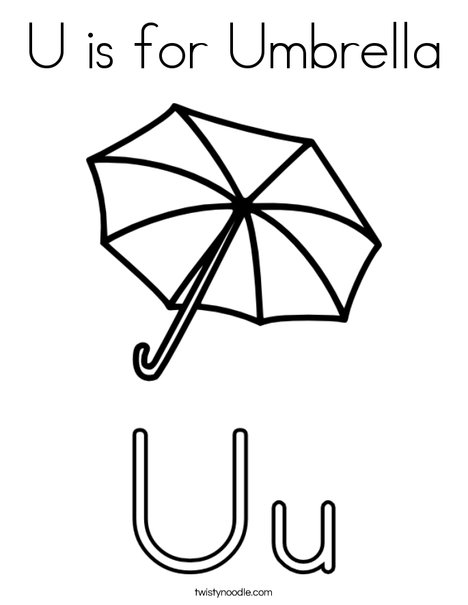 Letter U Umbrella Coloring Page