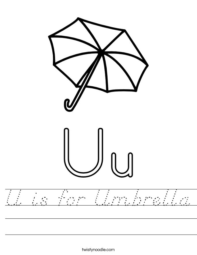 U is for Umbrella Worksheet