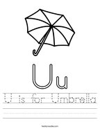 U is for Umbrella Handwriting Sheet