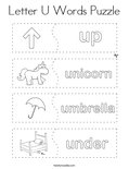 Letter U Words Puzzle Coloring Page