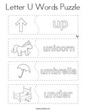 Letter U Words Puzzle Coloring Page