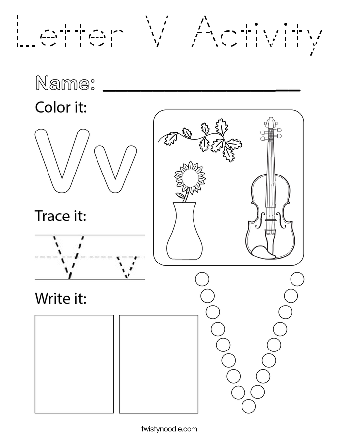 Letter V Activity Coloring Page