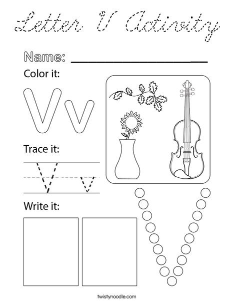Letter V Activity Coloring Page