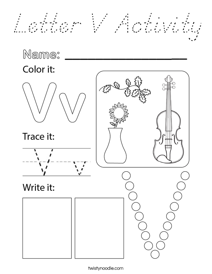 Letter V Activity Coloring Page