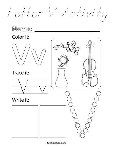 Letter V Activity Coloring Page