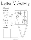 Letter V Activity Coloring Page