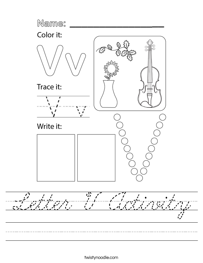 Letter V Activity Worksheet