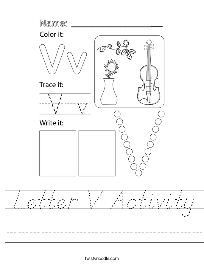 Letter V Activity Worksheet