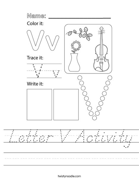 Letter V Activity Worksheet
