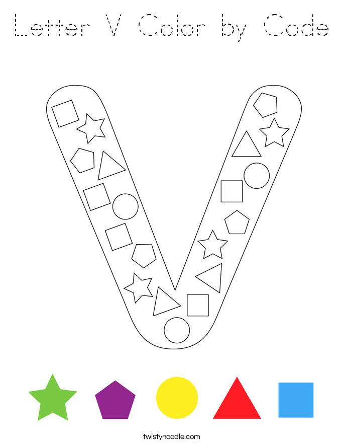 Letter V Color by Code Coloring Page