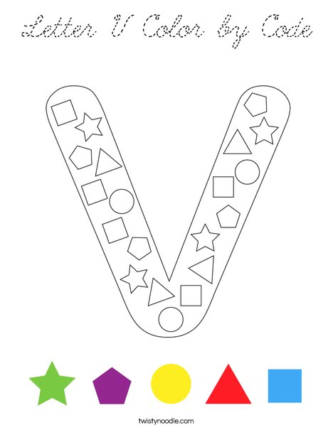 Letter V Color by Code Coloring Page