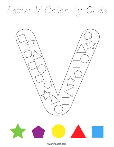 Letter V Color by Code Coloring Page